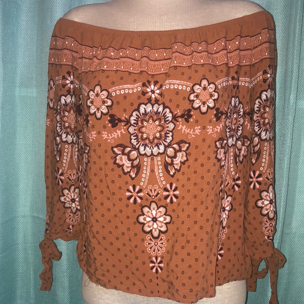 Crescent & Willow 3/4 Sleeve Floral Crop Top size XL